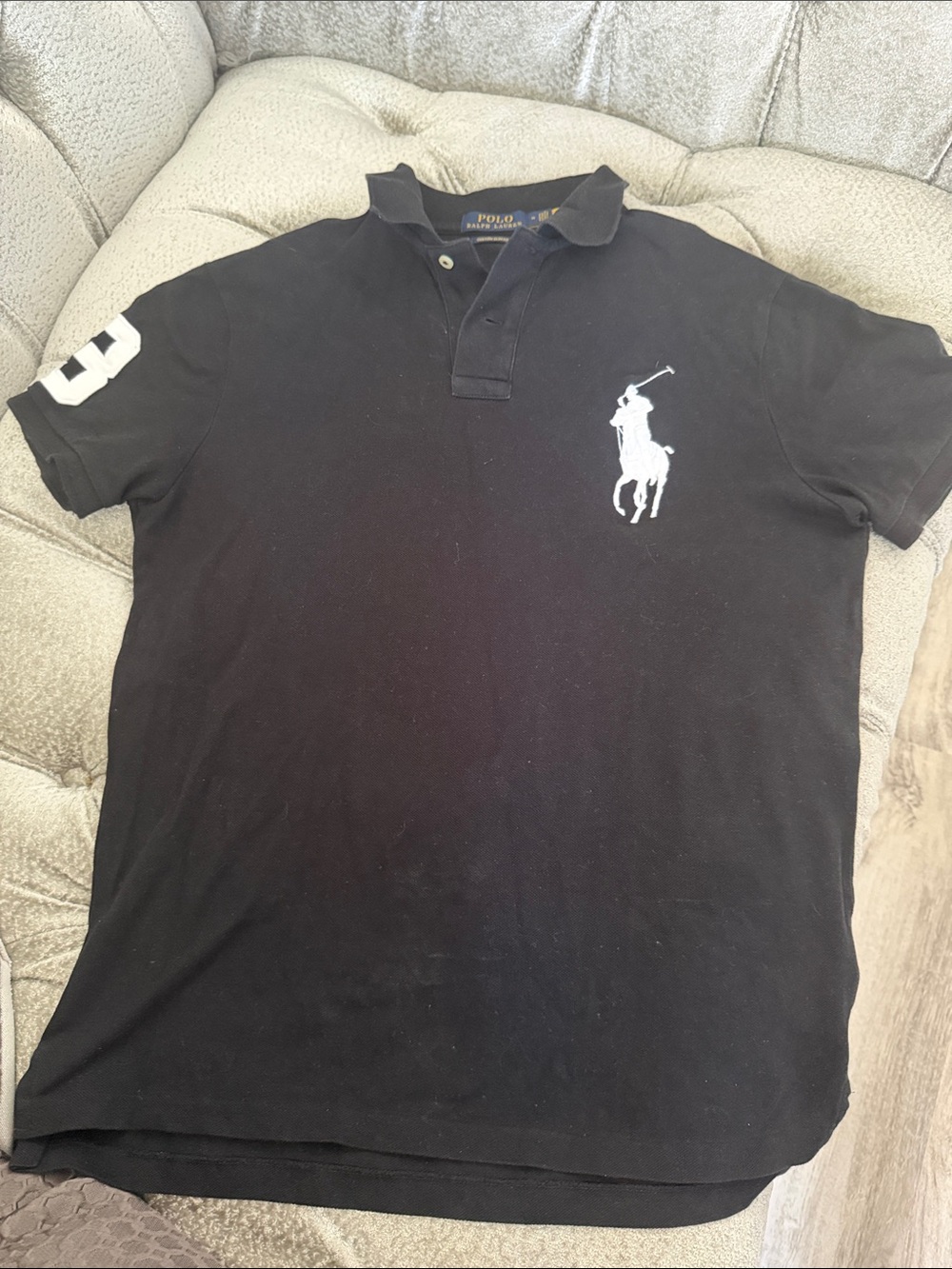 Polo by Ralph Lauren Men's Black Polo Shirt with White Logo